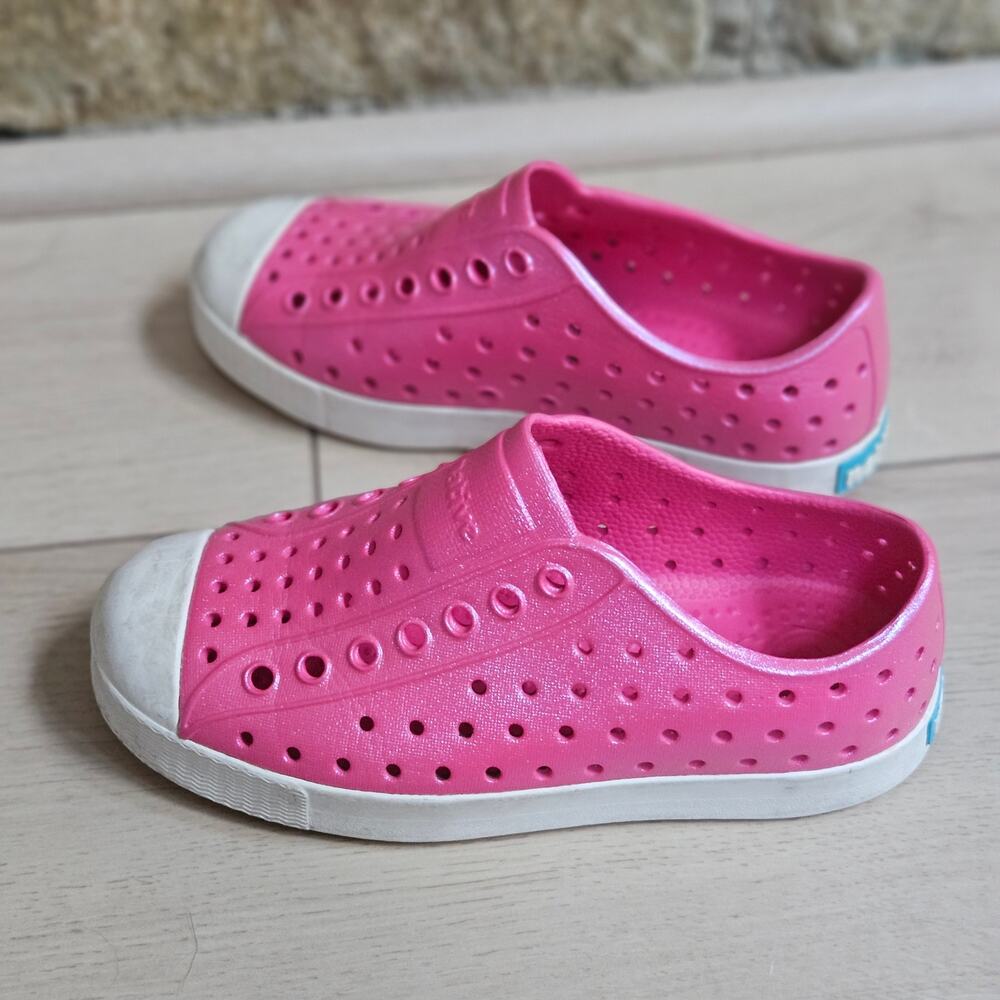 Native Shoes Jefferson Bling Shimmer Pink Pearl Slip On Clogs Kids Size C12